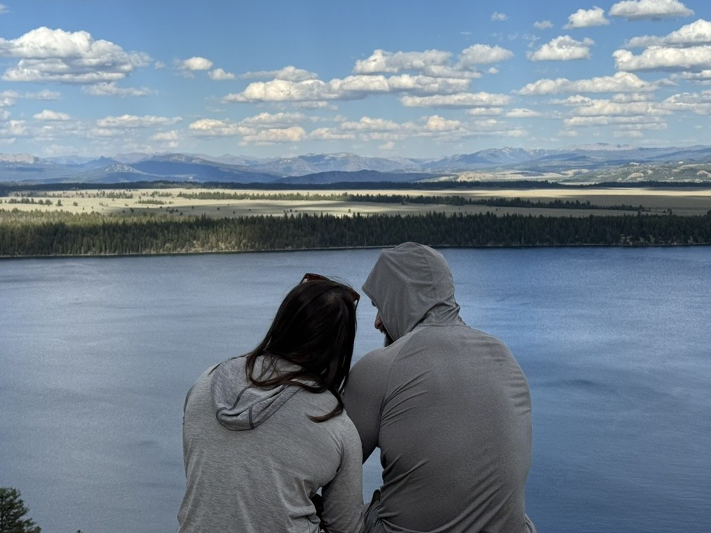 Ian and Keeli looking out over a lake